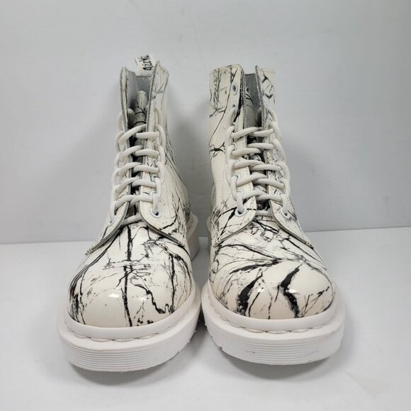 Dr. Martens Pascal Women's White & Black Marble Leather Boots US Size 8 - Picture 3 of 11
